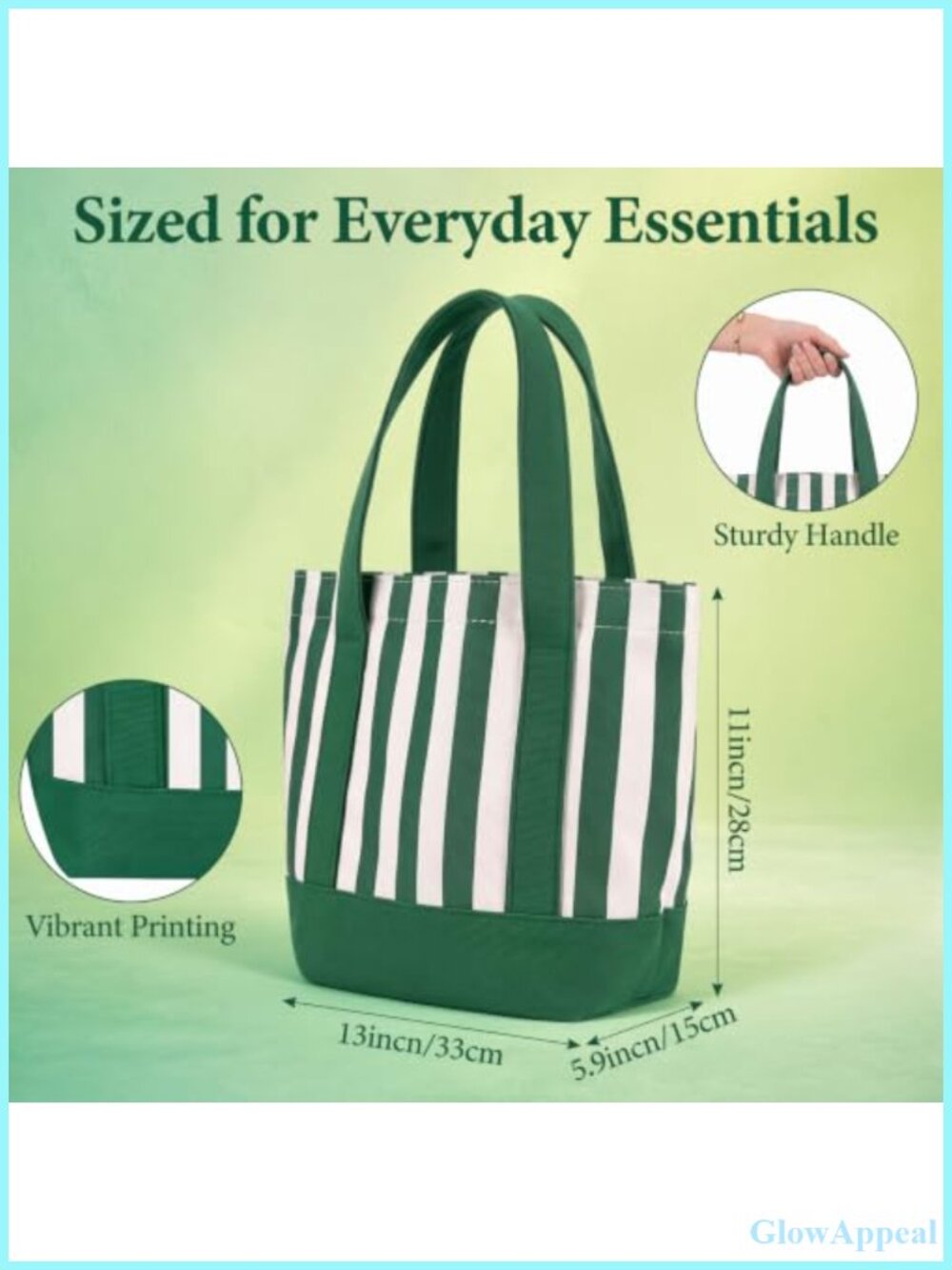 8 Pack Canvas Tote Bags Striped Mini Reusable Shopping Beach Set - Picture 3 of 6